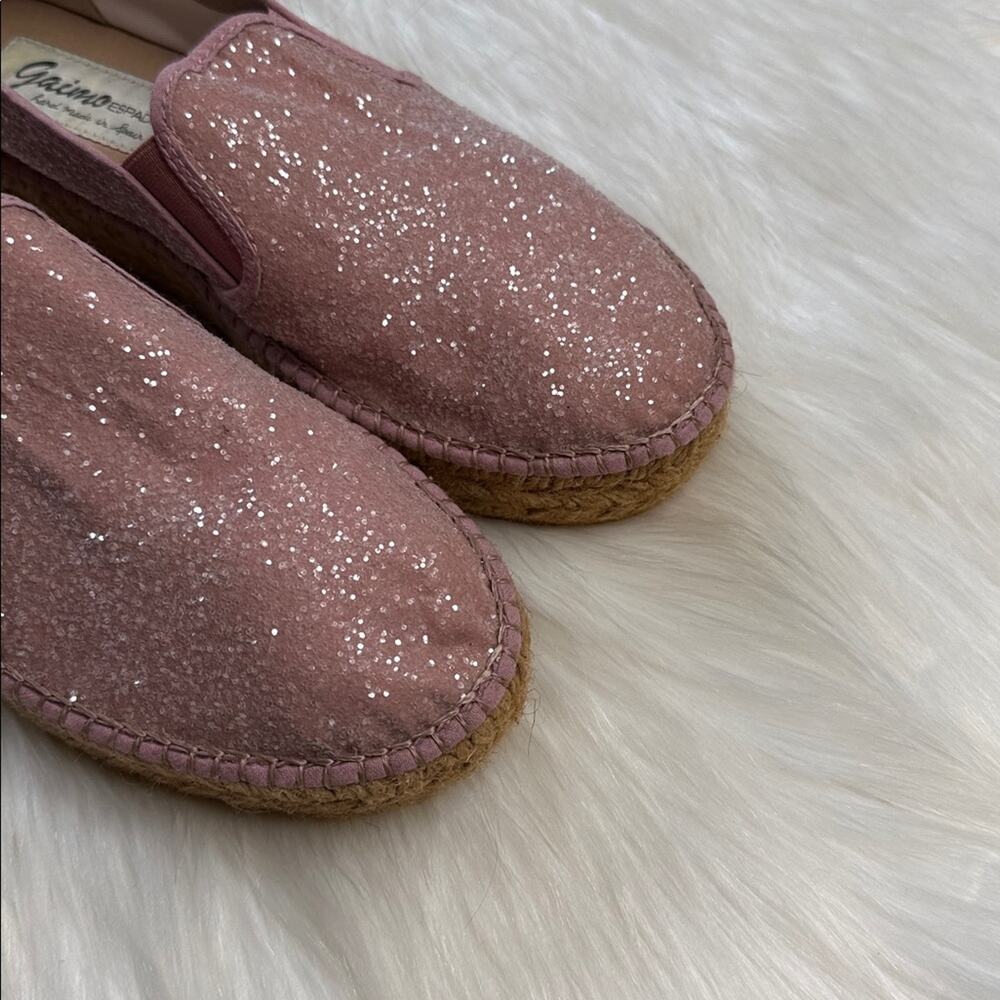 Gaimo Glitter Pink Espadrille Platforms - Picture 3 of 6